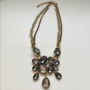 Elegant Gold and Gray Statement Necklace